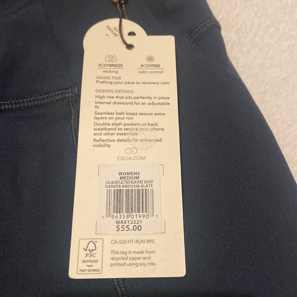 CALIA RUN COLLECTION Reflective Run/Bike Short NWT Size M High Rise 10” Inseam - Picture 3 of 12